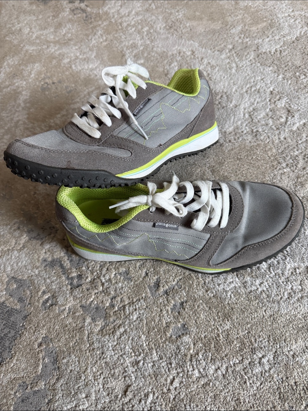 Patagonia Gray Sneakers with Lime Accents